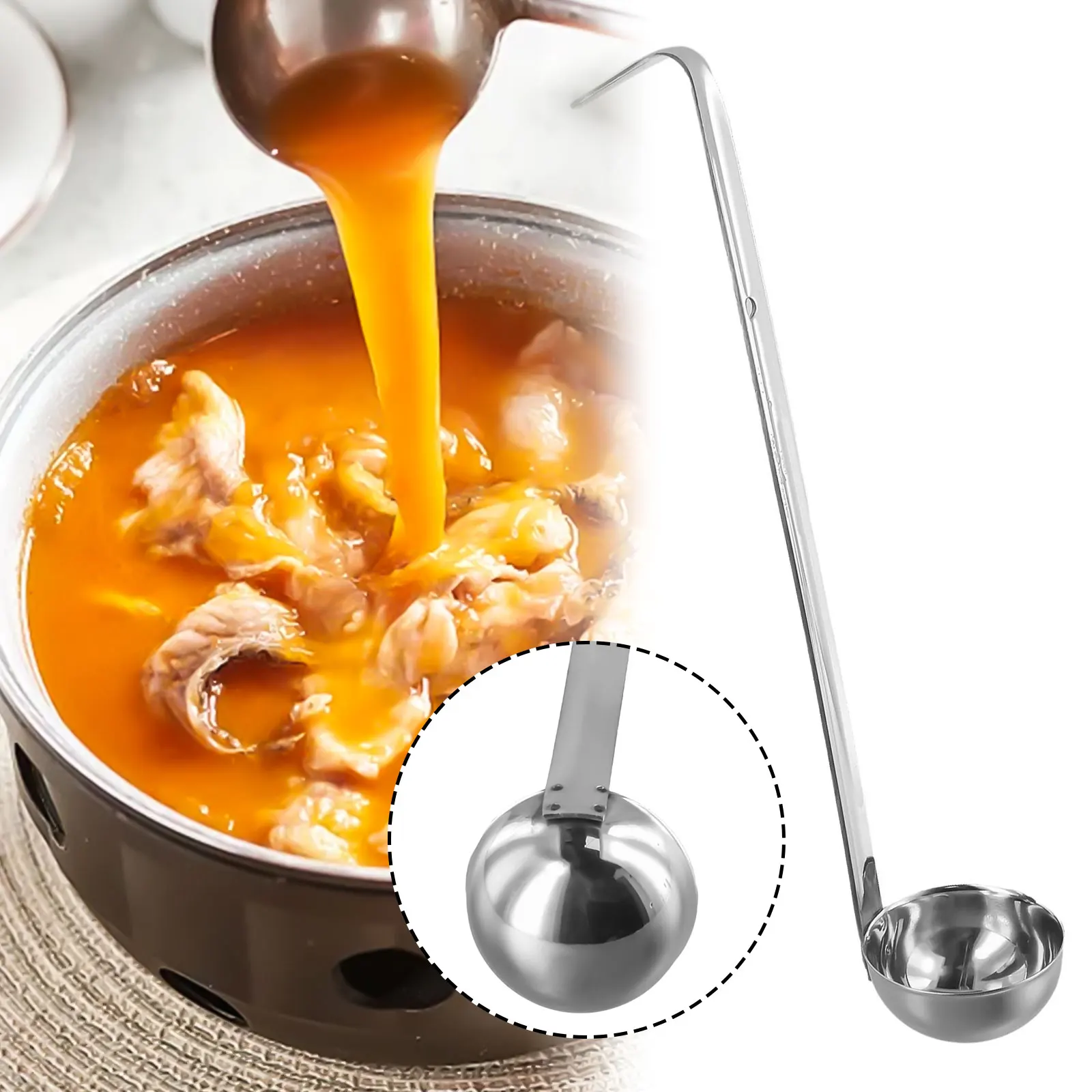 Cleaning Light Brightness Sliver Dining Rooms Kitchen Cooking Soup Convenient Bent Hook Design Capacity Indicator