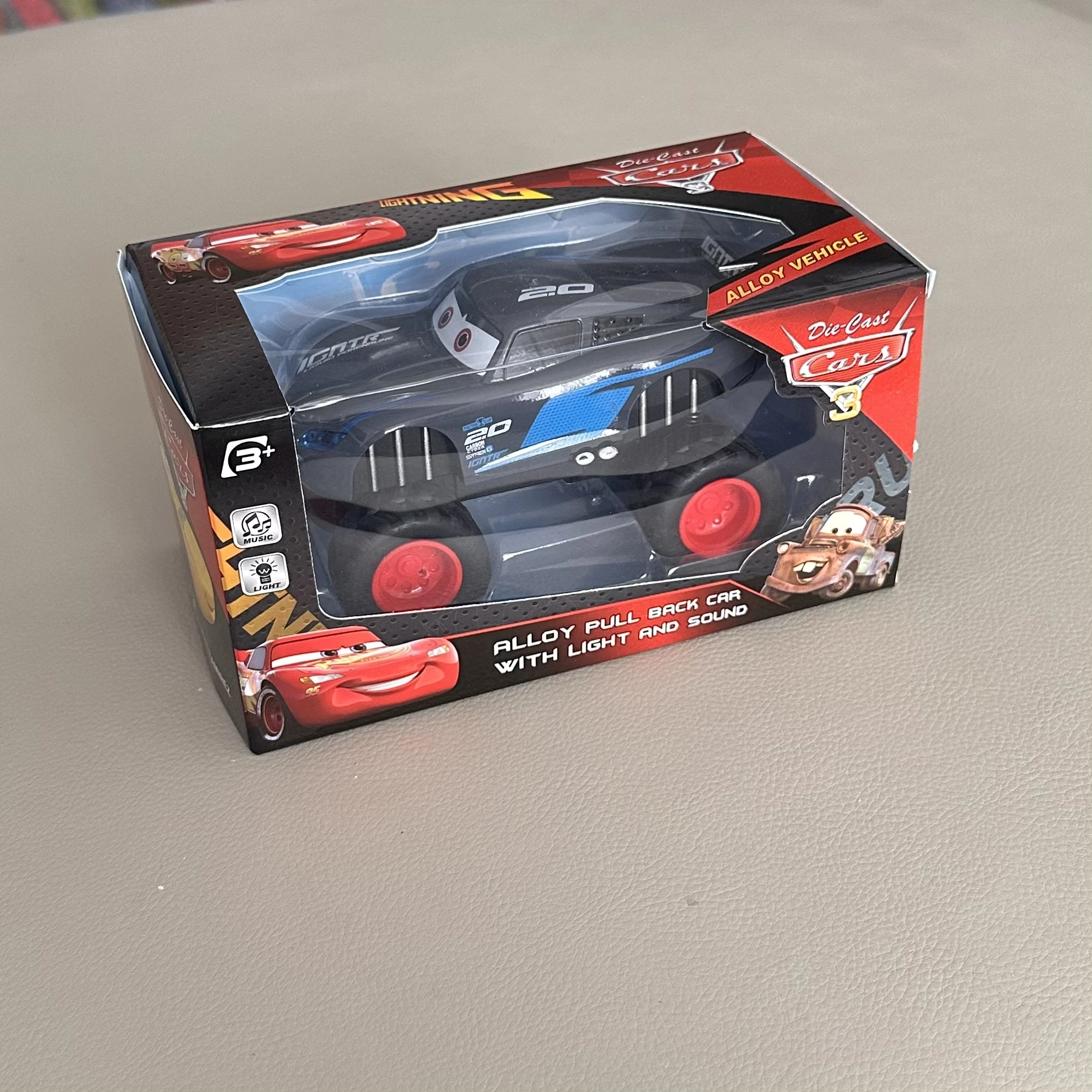 Disney Pixar Cars New Arrival Pull-Back Car with Sound & Light, Lightning McQueen & Cruz Ramirez Black Storm, High-Leg Vehicle