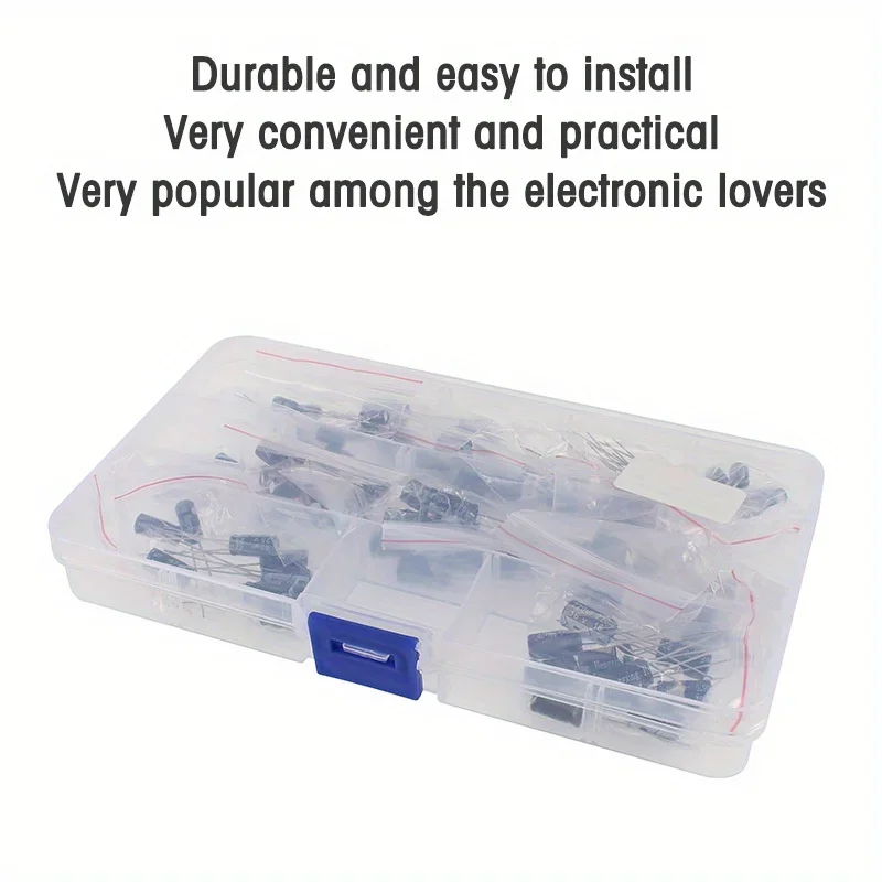 120/215 Pcs Electrolytic Capacitor Combination Kit 1uF-470uF/0.1uF-330uF 16v/25V/50 Valuminum Electrolytic Capacitor Set