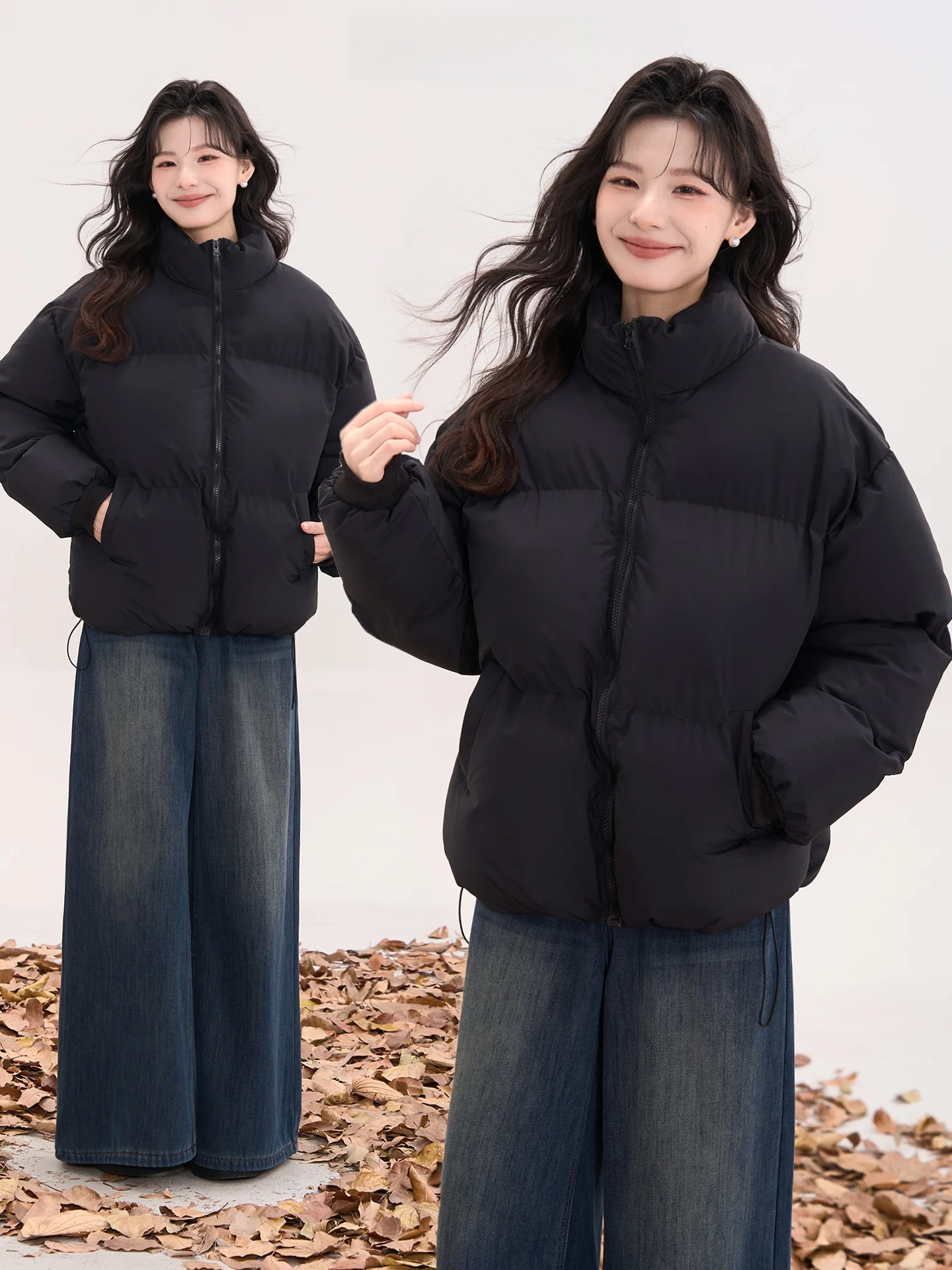 

Puffy Cotton Jaet Women's Thiened Warm Stand Collar Bread Sle Coat Spring Autumn Winter Seasonal Pure Color Commute Fri...