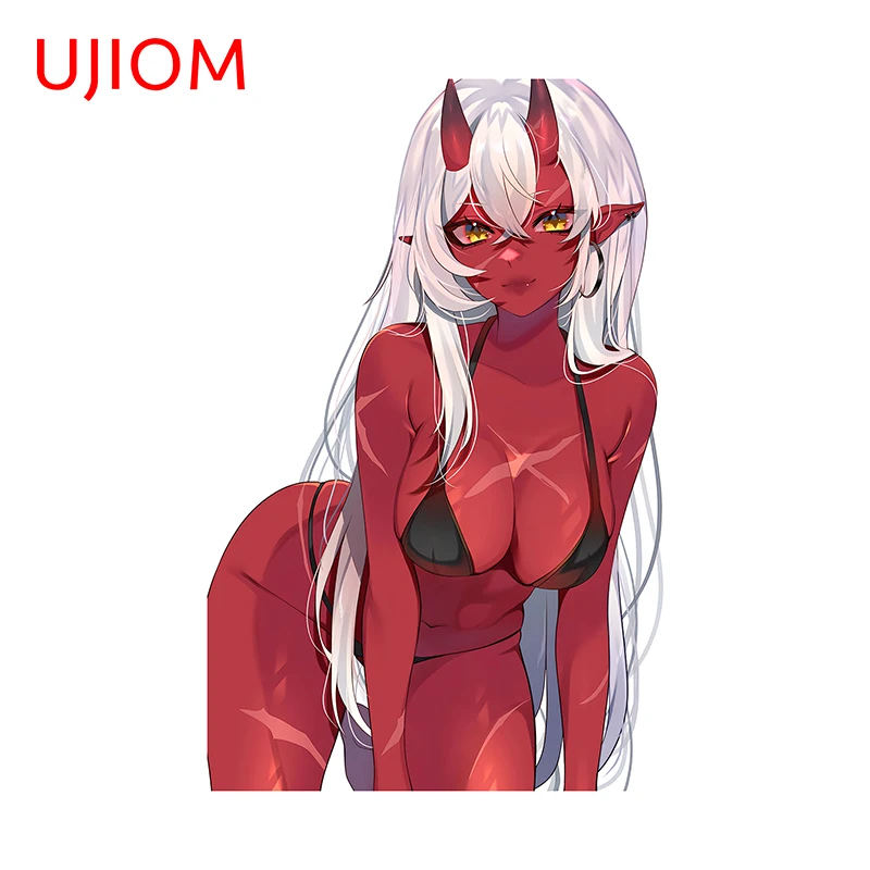 

UJIOM Seductive Bikini Succubus Meru Wall Sticker Big Chest Devil Horns Edgy Decal Waterproof Kitchen Cupboard Decoration