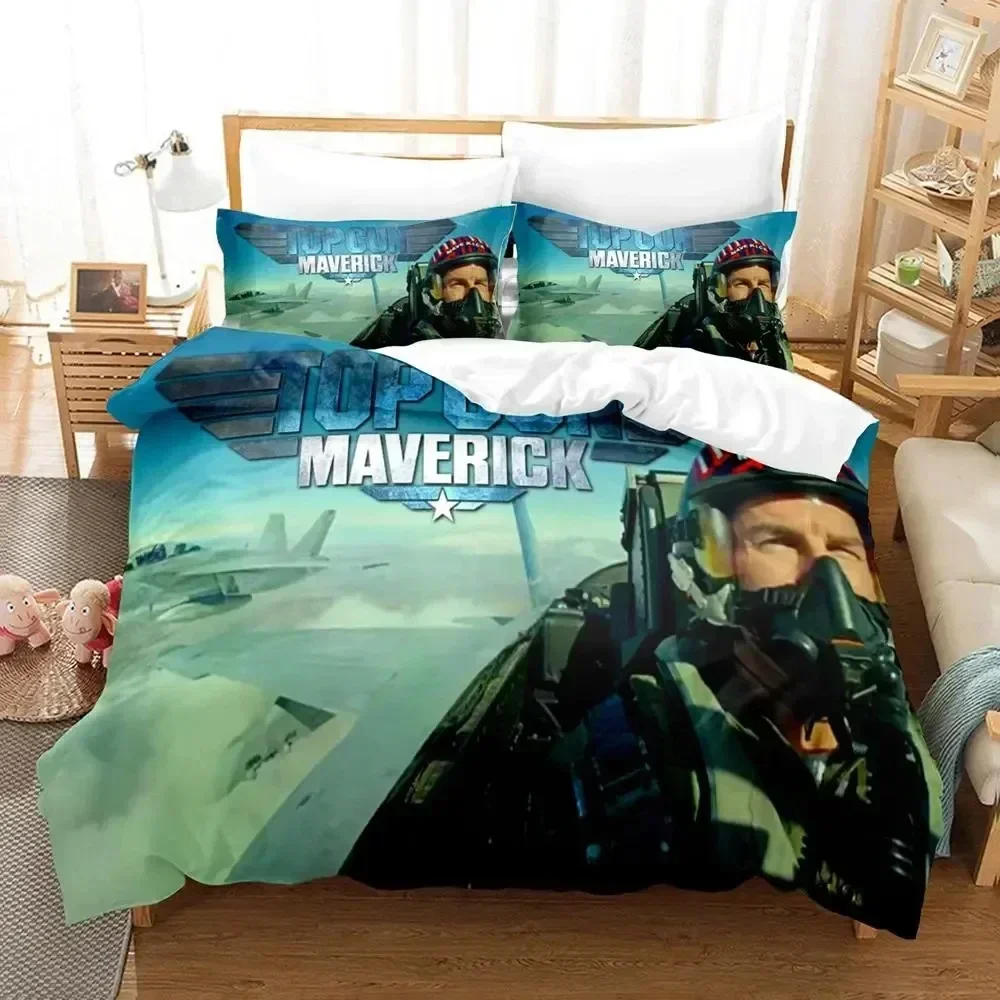 

TV Top Gun Maverick Bedding Set Duvet Cover Sheet Printed Bed Set Pillowcase Bed Full Queen King Size For Comforter Bedroom