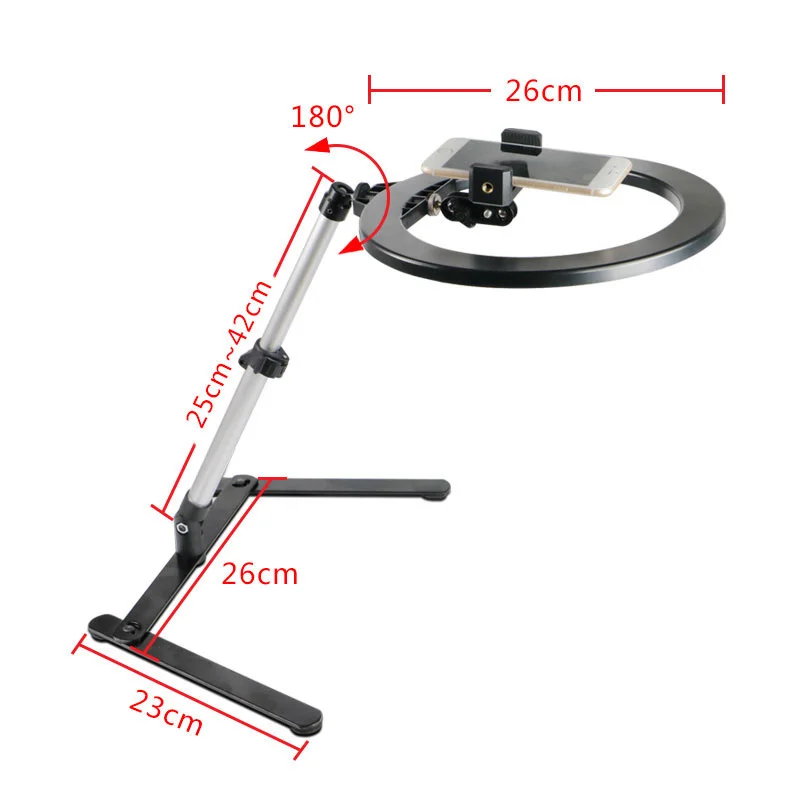 Led Selfie Remote 26Cm Ring Light Youtube Fill Video Lamp Live Cook Photography Lighting Ringlight With Desktop Tripod Stand