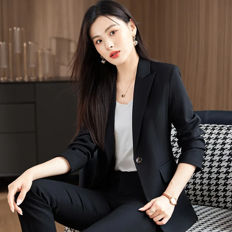 Business Suit Suit Women's Autumn and Winter Long Sleeve Formal Wear Beauty Salon Slim Suit Sales Department Commuting Work Clot