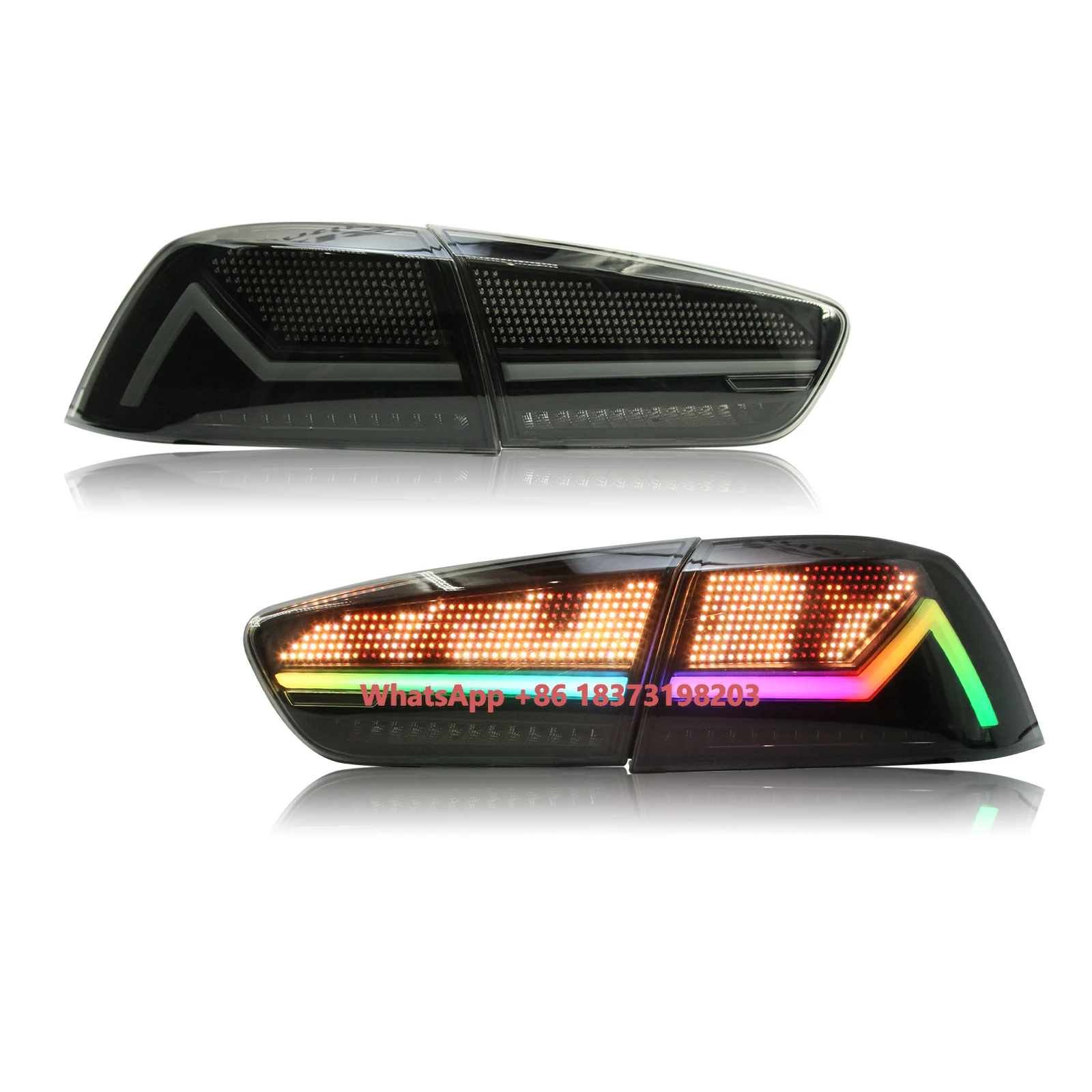 2008-2018 For Lancer Evolution Ex JDM RGB LED Tail Lights Clear Lens New Auto Parts Accessories