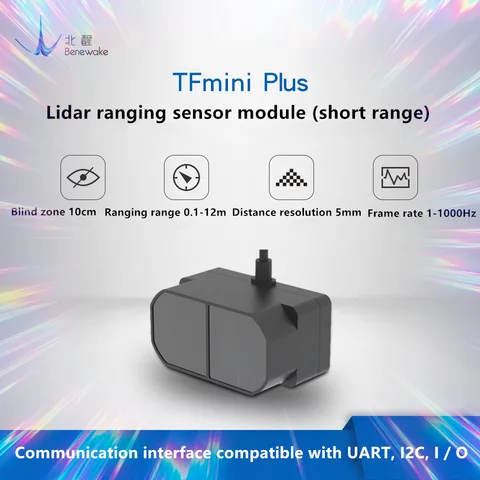 BENEWAKE TFmini Plus LiDAR 모듈, 마이크로 싱글 포인트 TOF 단거리 센서, UART IIC I/O와 호환 가능, 12m, IP65