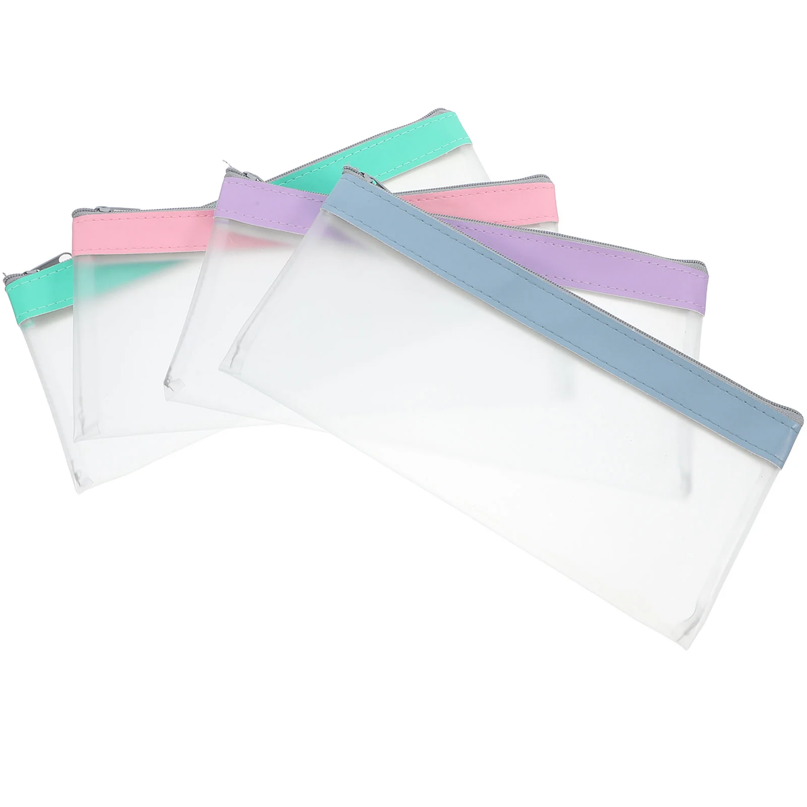 Frosted Transparent Money Bag 4 Pcs ganizer for Bills Clear Pouch Reusable Zipper Envelopes Cash Wallet Versatile Storage