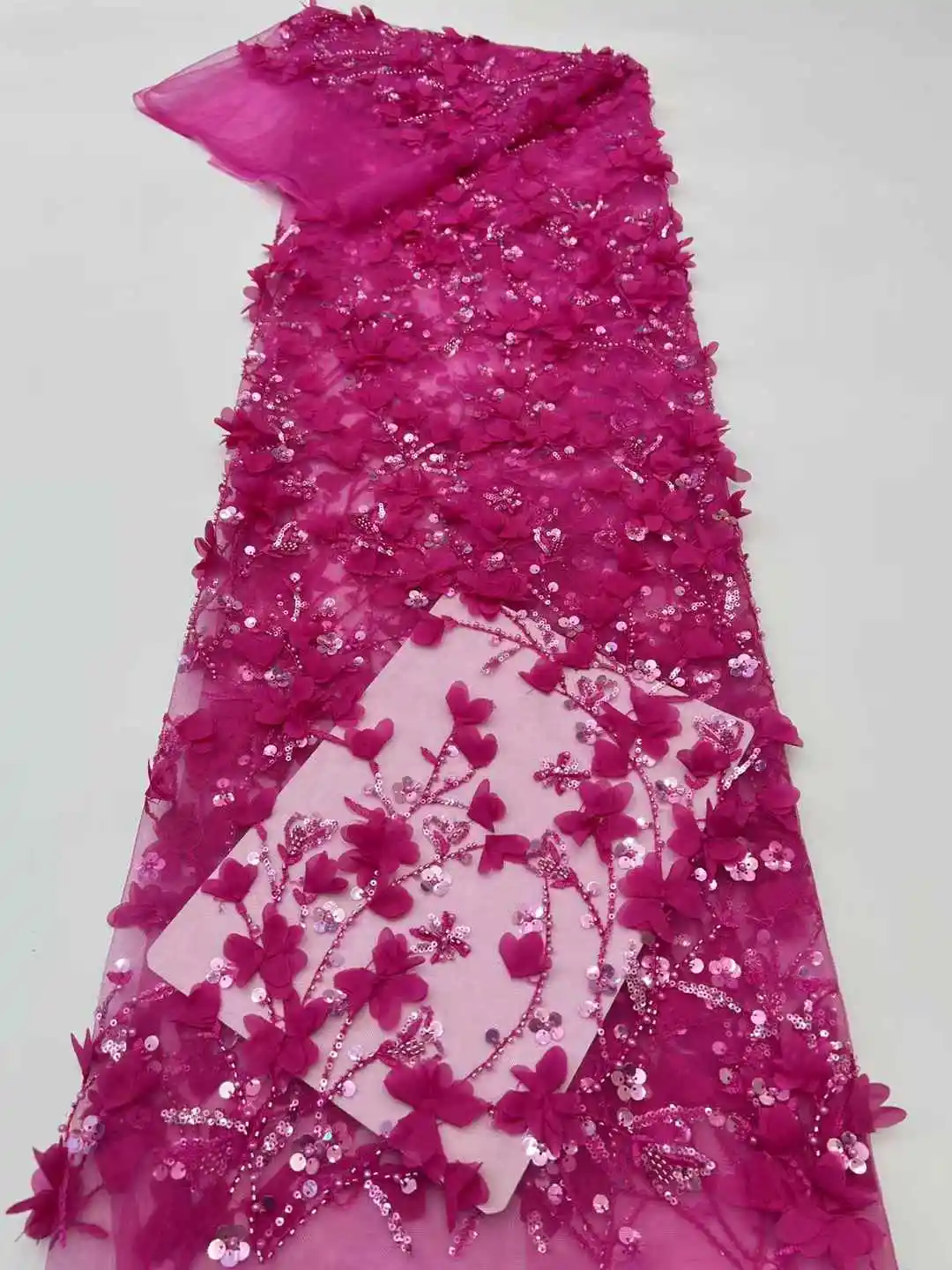 African Mesh Lace Fabric Sequins Latest Design Nigeria French Mesh Tulle Lace Fabric For Women Wedding Dresses Sewing