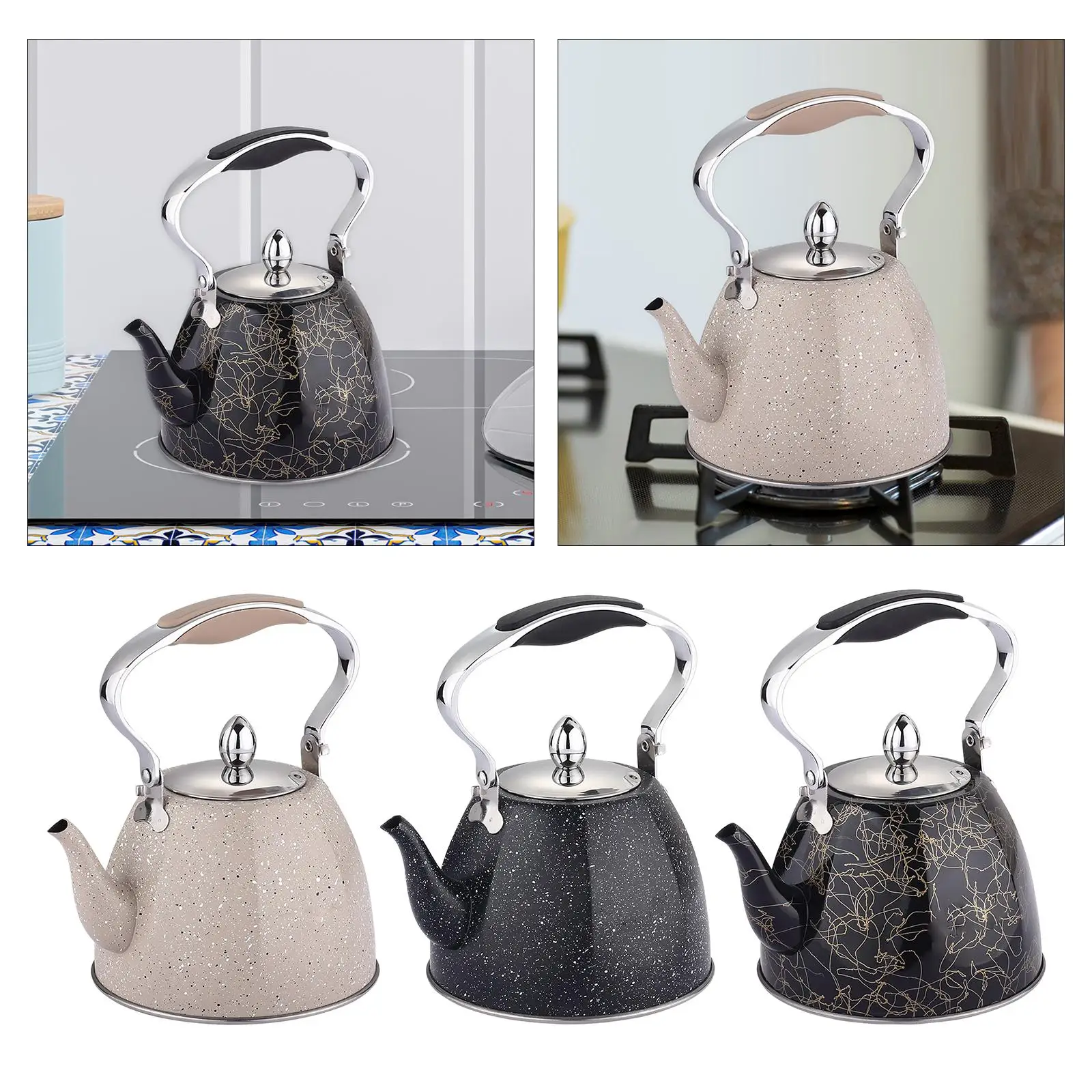 Portable Tea Kettle Stainless Steel Teapot with Handle Heat Resistant Filter for Outdoor Picnic Camping Hiking Family Use