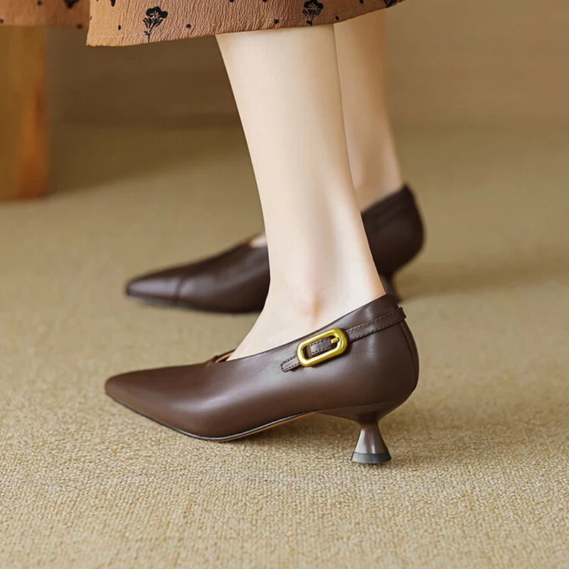 NEW Spring/Autumn Women Pumps Split Leather Shoes for Women Pointed Toe Thin Heel Shoes Cocise High Heels Office Ladies Shoes