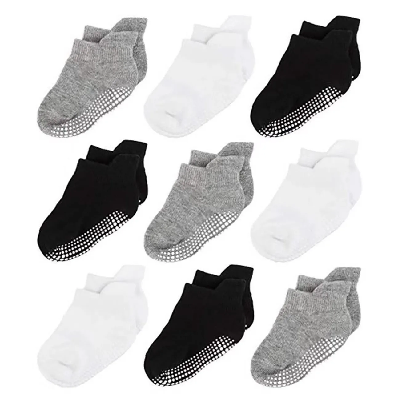 

6 Pairs Spring Summer Baby Cotton Short Socks Solid Color Anti-Slip Floor Socks for Boy Girl Casual Kids Boat Socks 0-3 Years