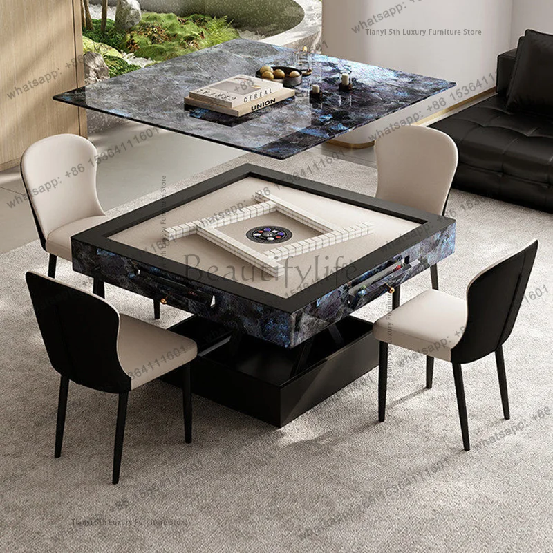 PG Nordic Rock Slab High-grade Mahjong Table Modern Living Room Center Tea Table Liftable Silent Home Furniture  FYMT