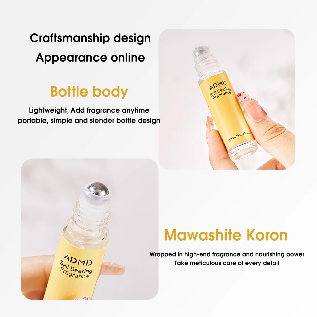 Perfume durável com contas rolantes, fragrância de flores naturais, perfume de atmosfera romântica, adequado para namoro, presente ideal para meninas