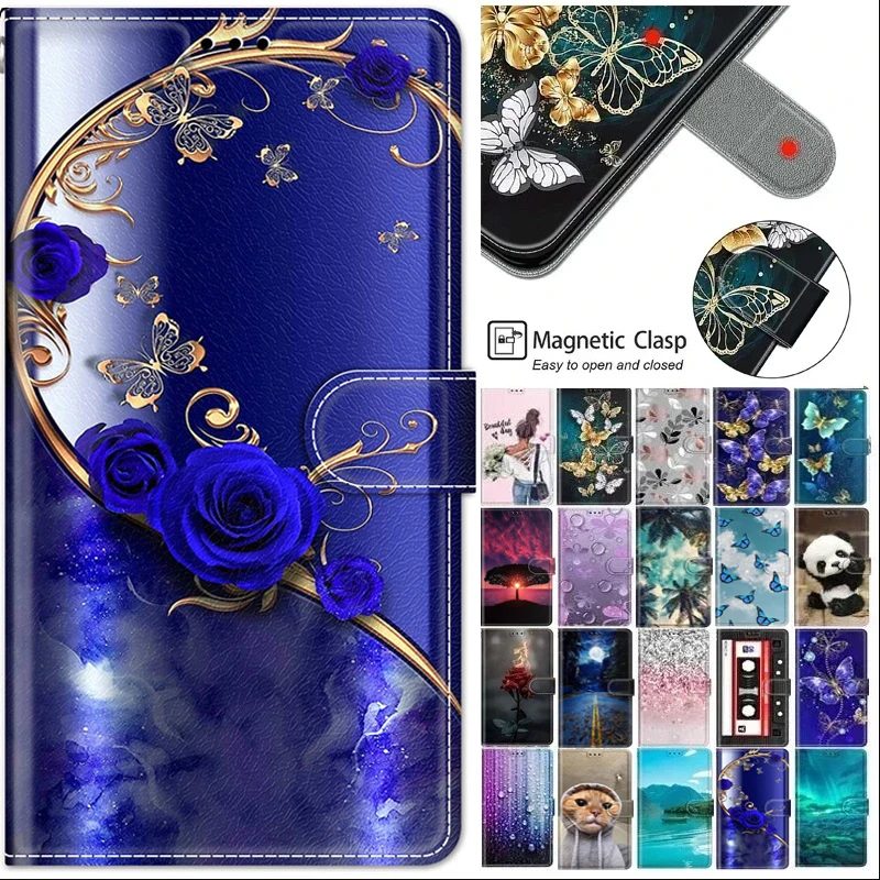 Funda de mariposa para Motorola Moto G85 G75 G55 G35 G15 G05 Funda de cuero pintada para Moto G85 G 85 Capa soporte Funda de libro