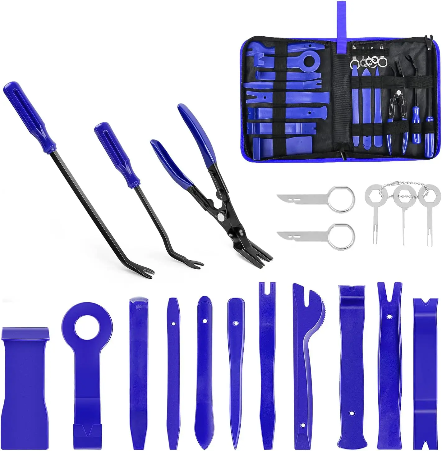 

19-Piece Car Trim Removal Tool Set with Clip Plier & Storage Bag for Auto, Marine, Furniture