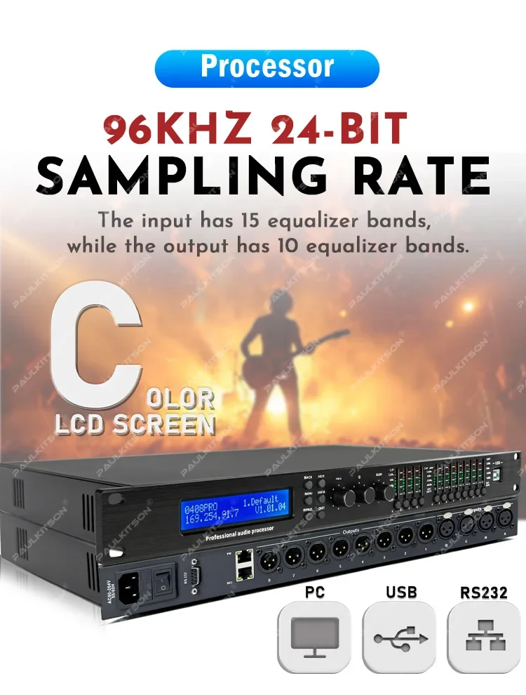 Paulkitson PX48 Digitaler Audio-Prozessor Driver Rack 4-Eingänge 8-Ausgänge 96K DSP FIR Lautsprechermanagementsystem für Live-Bühnenevents – Detail 12
