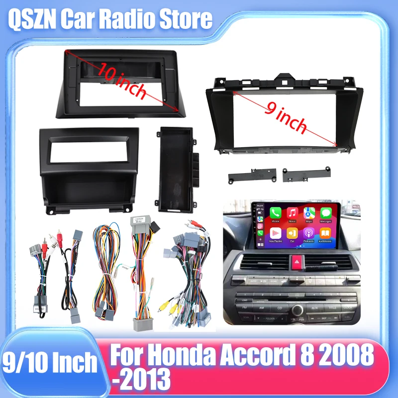 9/10 Inch Car Radio 2din Fascias Frame For Honda Accord 8 2008-2013 Panel Dashboard Installation Trim canbus Power Cable Stereo