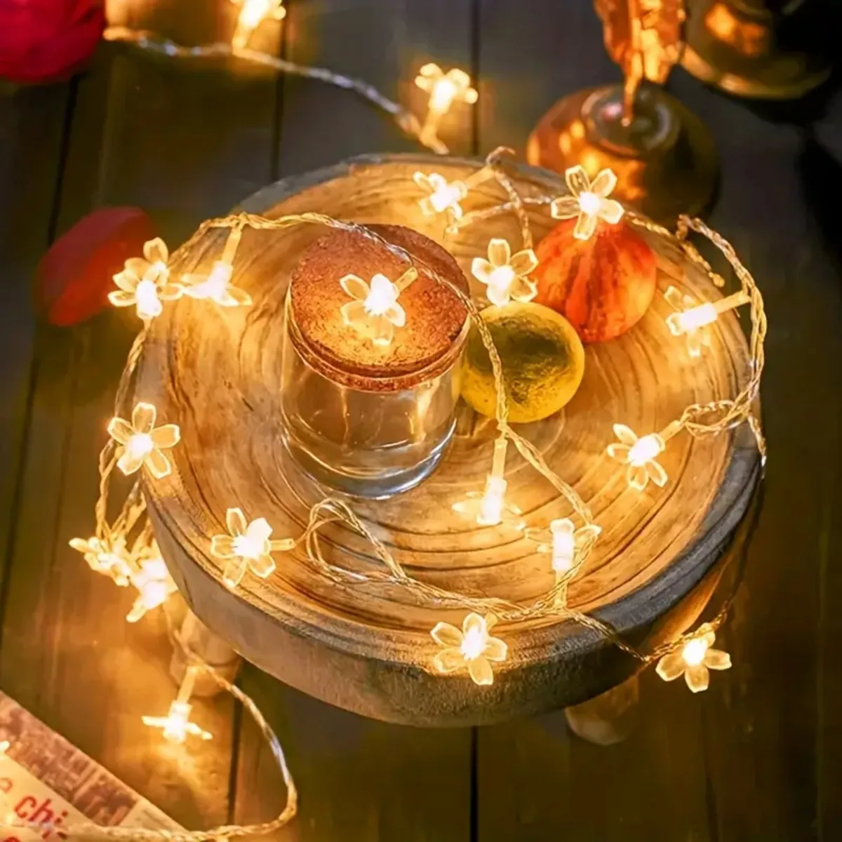 

1 шт., светодиодные гирлянды с вишневым цветом, гирлянды с вишневыми цветами, хрустальная гирлянда на батарейках, лампа для внутреннего праздничного декора