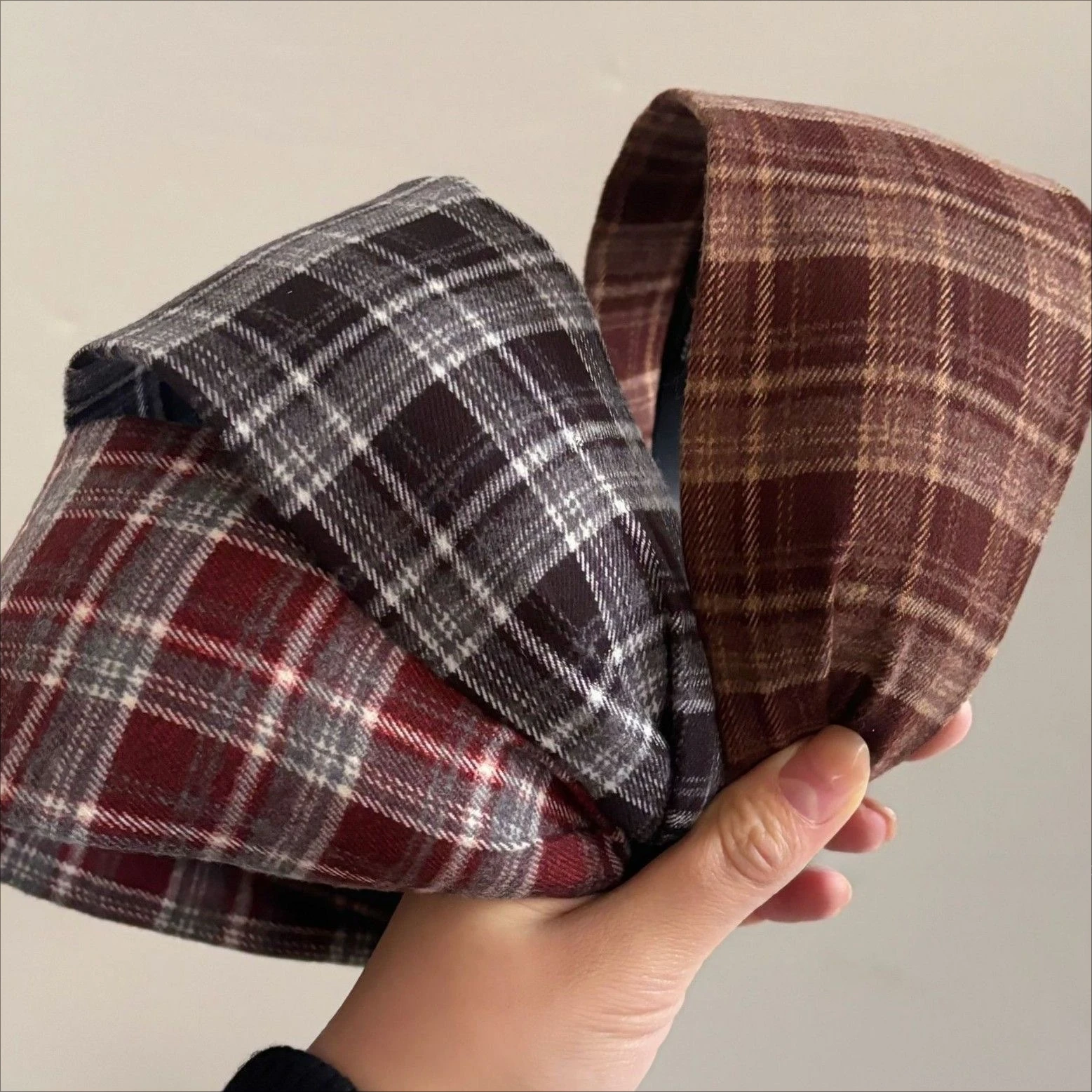 

Vintage Plaid Headband Wide Non Slip Hairband for Women Autumn Winter Thickened Hairhoops Hair Accessories for Girls Head Band