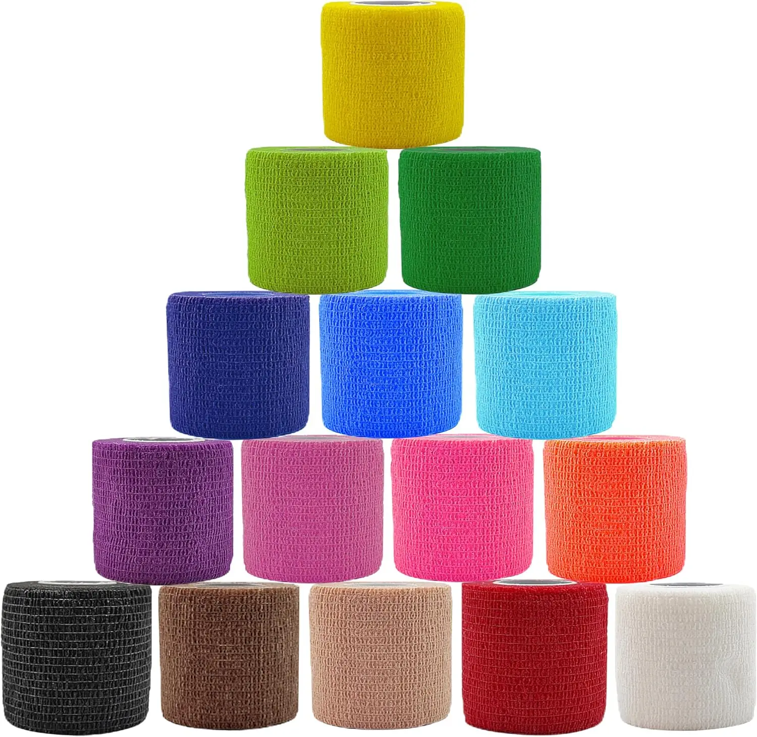 15pcs 2.5/5/7.5cm Colorful Sports Self Adhesive Elastic Breathable Sports Wrap Tape For Knee Pads Finger Ankle Aid Kit Pet Tool