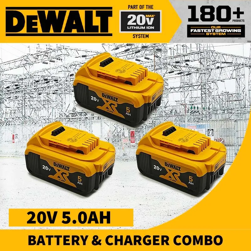 Original DEWALT 20V 5Ah Lithium Battery DCB205 with Full Protection & Long Lifespan Fast Charging 9Ah,6Ah,5Ah,2Ah High Capacity