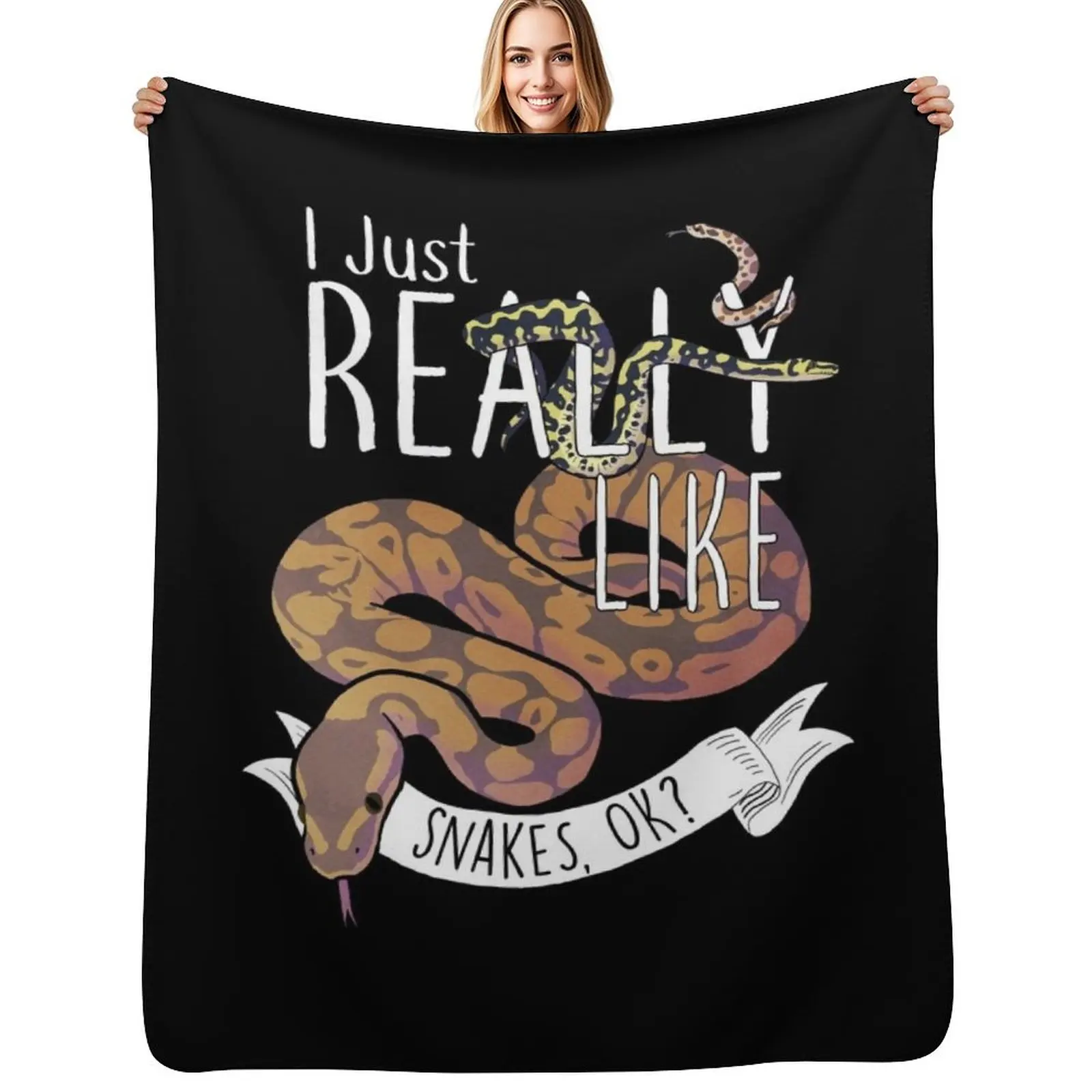 I Just Really Like Snakes, OK? Throw Blanket Flannel Fleece Soft Warm Throw Blanket