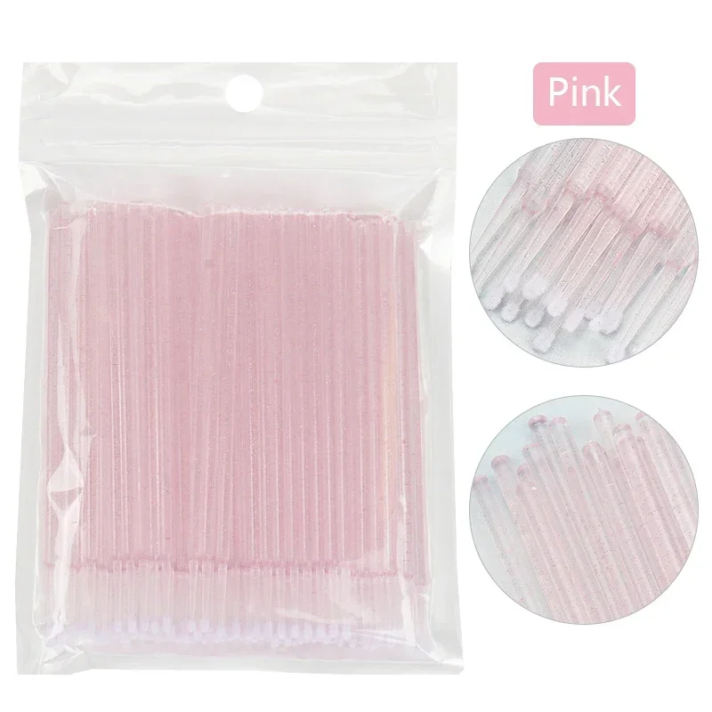 Sdotter-Micro brosse à mascara en cristal de poulet, baguettes applicateur de cils, écouvillon remodelé, pinceaux de maquillage pour extension de cils, 100 pièces