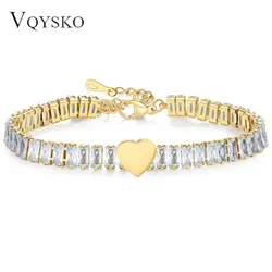 Fashion Zircon Paired with Peach Heart Stainless Steel Bracelet for Women Men Exquisite Customizable Carved Jewelry Wholesale