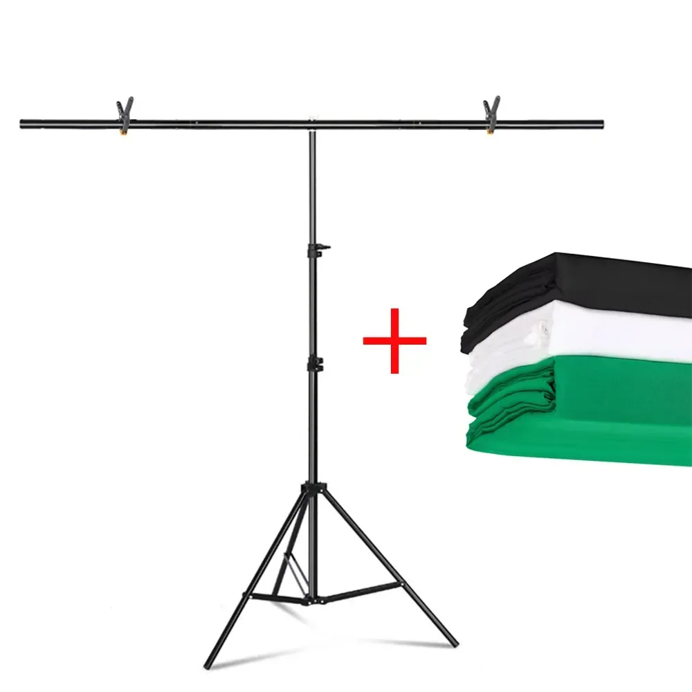 T-förmiger Hintergrundständer 2x2m für Fotografie, Verstellbares Stützsystem für Fotostudio, Geeignet für Vlies- und Musselin-Hintergründe