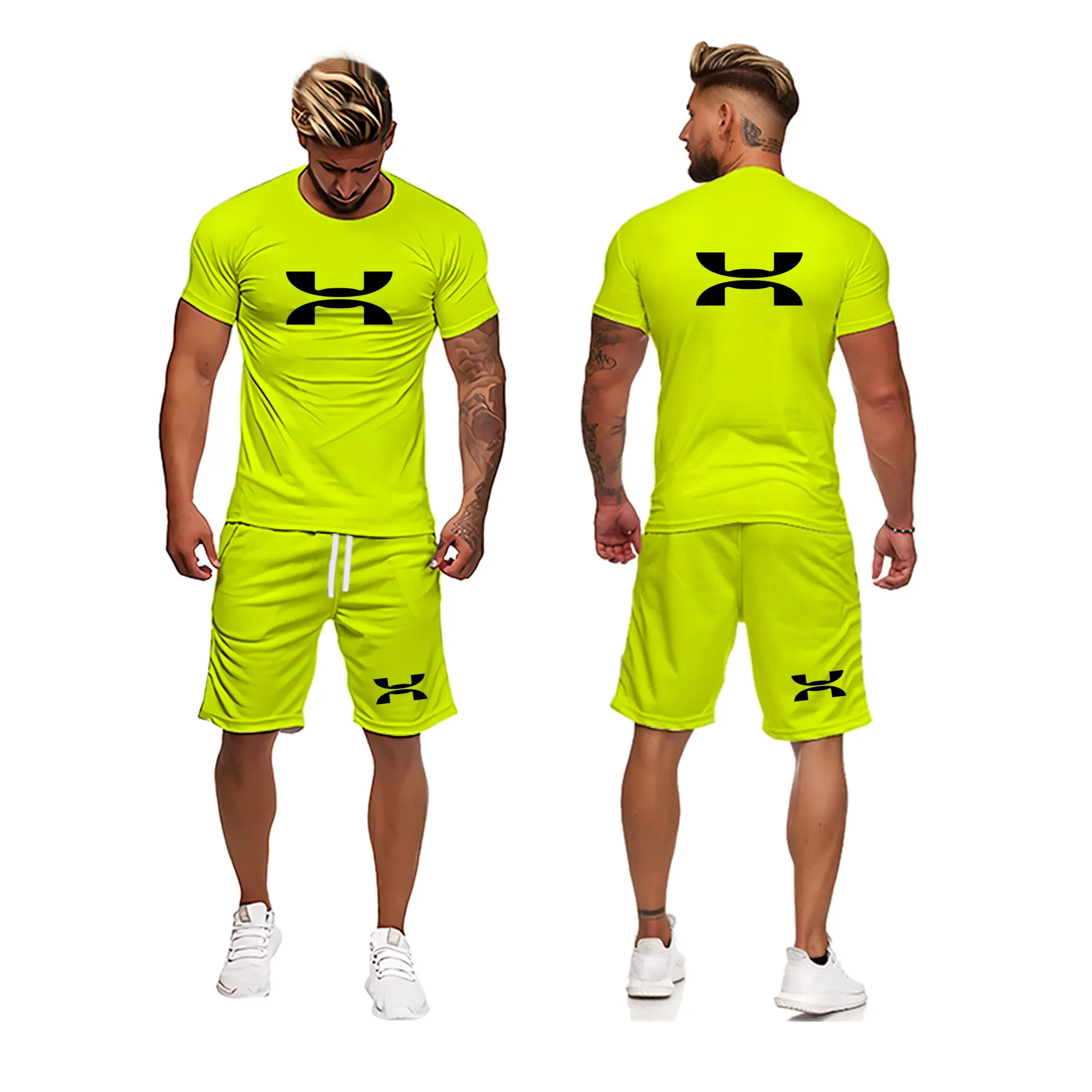 Männer Kurzarm Zwei Stücke Gesetzt Sommer männer Sets Druck Trainingsanzug Streetwear 2022 Beiläufige Mens Kurze Set T-Shirt Shorts kleidung