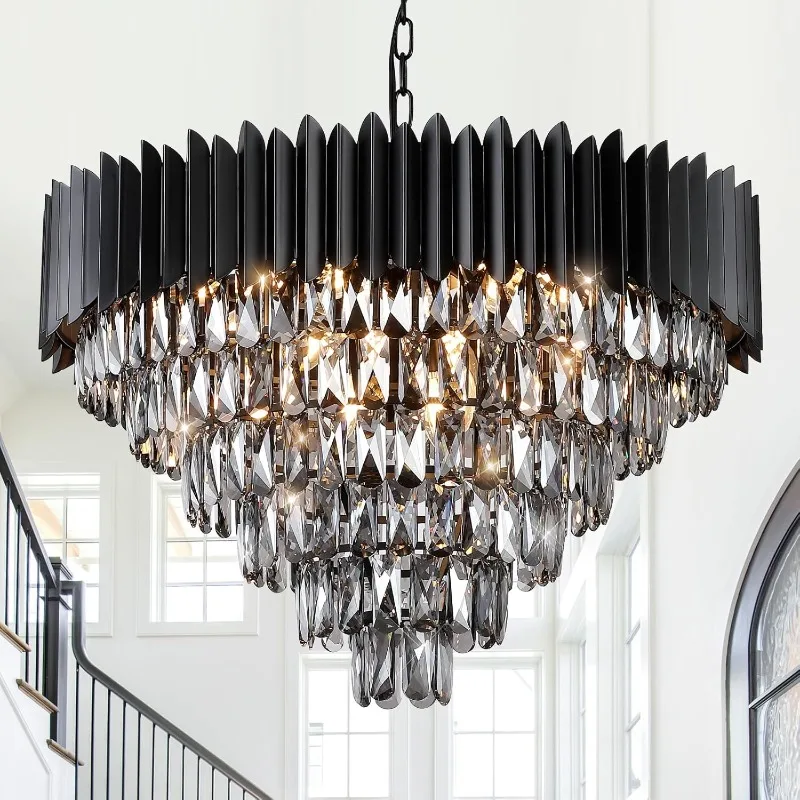 

Crystal Chandeliers Modern Chandeliers Lights Fixtures for Foyer Pendant Light Tiers Smoke for Staircase Dinning Room Living