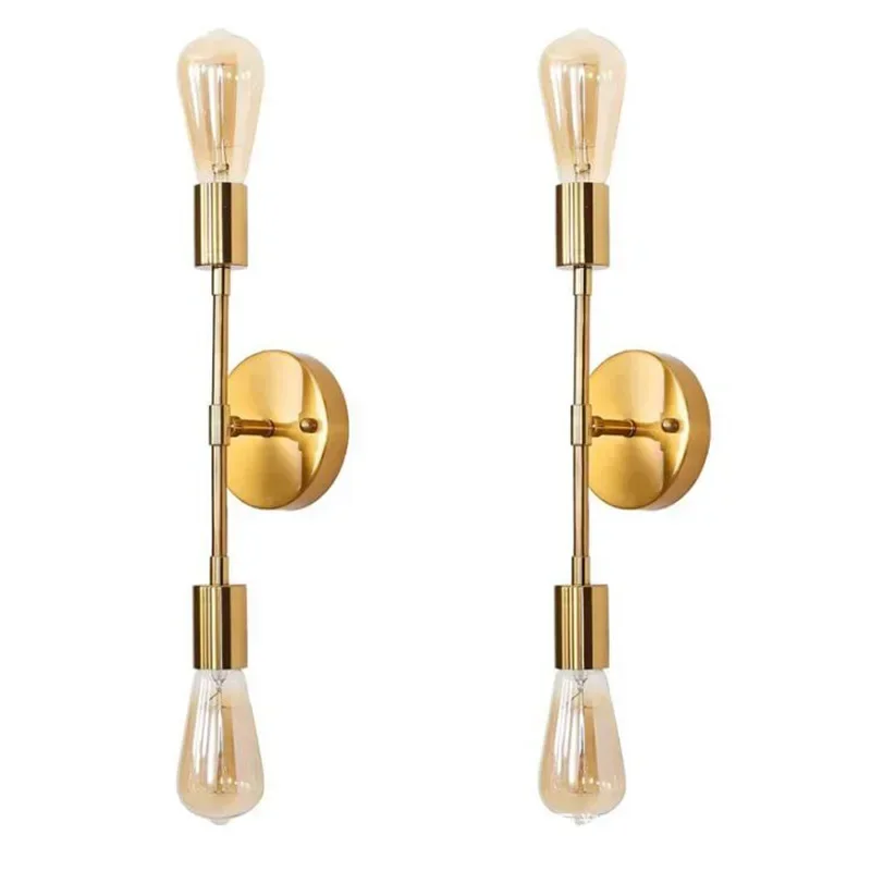 Wrought Iron Double Ended Wall Lamp Simple Electroplating Reversible Background Wall Aisle Light Golden Small Wall Lamp