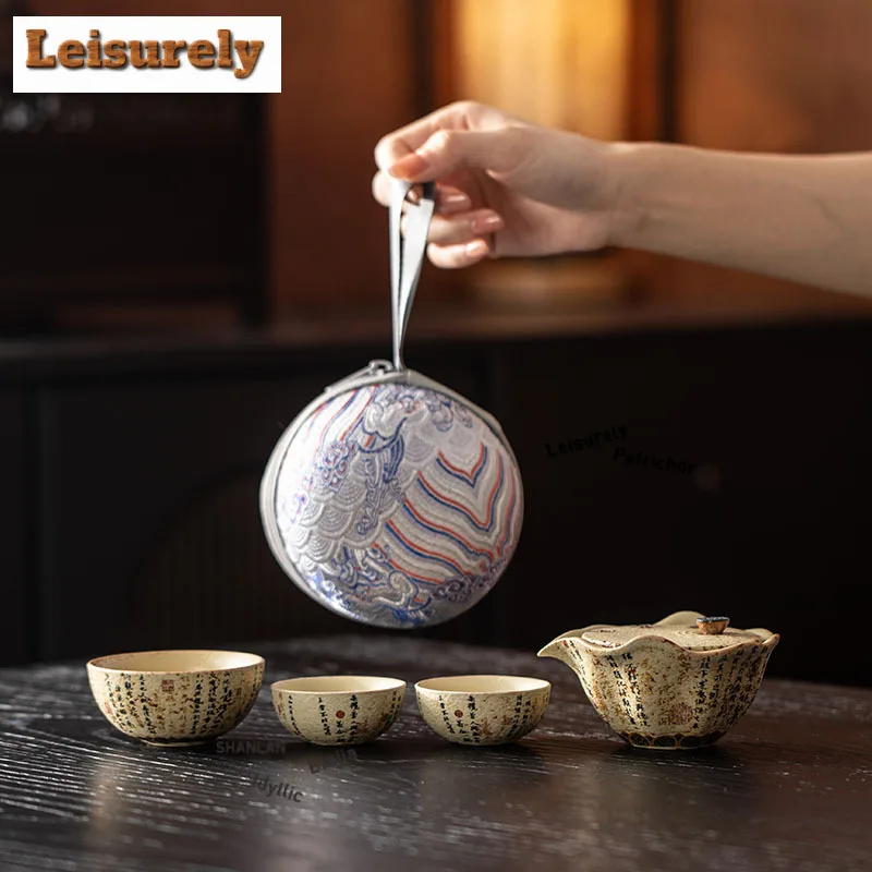 Blue And White Firestone Red Tea Set Complete Set Luxury Tea Ceremony Set Tea Soaking Teapot And Tea Cup Set Tea Services Craft