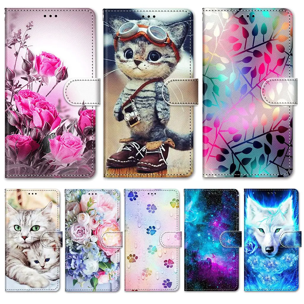 Flip Case for Samsung Galaxy S24 Ultra S23 S21 FE A55 A54 A25 A24 A05S A15 A35 A53 A13 A14 Cases Cute Leather Wallet Phone Cover