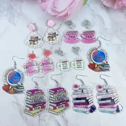 1 Pair Acrylic Earrings With Letters Print Stylish Gift For Teacher Teacher's Day Gift Back-to-school Gift Girls Accessories