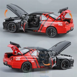 1:32 Nissan Skyline Ares GTR R34 Alloy Track Sports Car Model Diecasts Metal Race Car Model Simulation Sound Light Kids Toy Gift