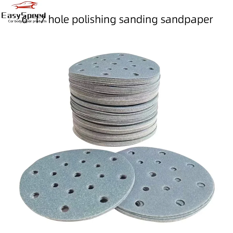 6 Inch 150MM 17 Holes 80-400 Grits Hook and Loop Aluminum Oxide Wet&Dry Sandpaper Sanding Disc for Car Wood Auto Paint