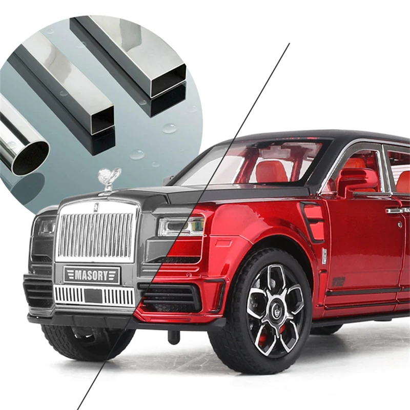 1:24 Rolls Royce Cullinan Masory SUV aleación Luxy coche modelo Diecasts Metal juguete coche modelo simulación sonido y luz regalo para niños