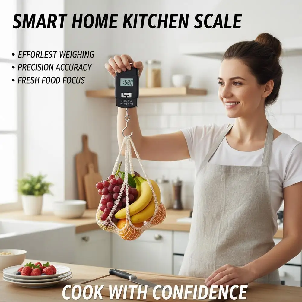 Digital Scale for Luggage 50kg Portable Electronic Hanging Balance with Ruler for Travel Suitcase Baggage Weight Tool