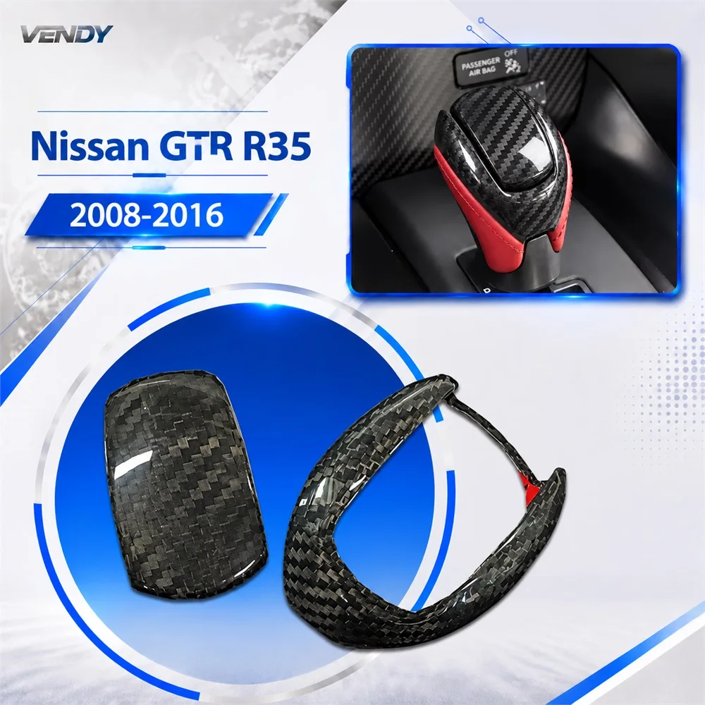 Real Carbon Fiber For Nissan GTR R35 2008-2016 Gear Shift Knob Cover Trim Modified Parts Accessories