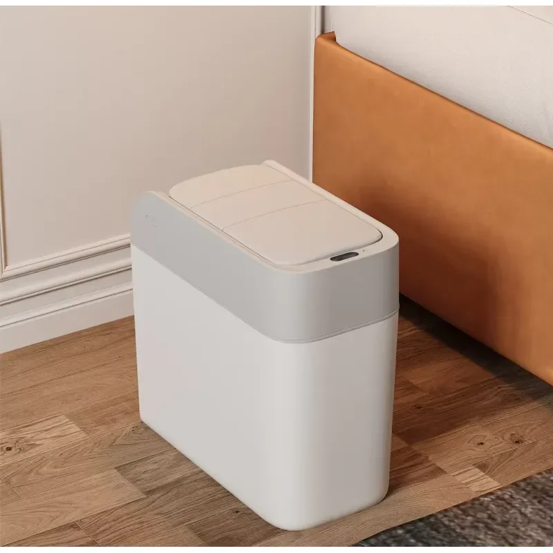 Smart Automatic Trash Bin with Sensor for Household Use Foldable Slide Design Modern Waste Container for Kitchen and Bathroom