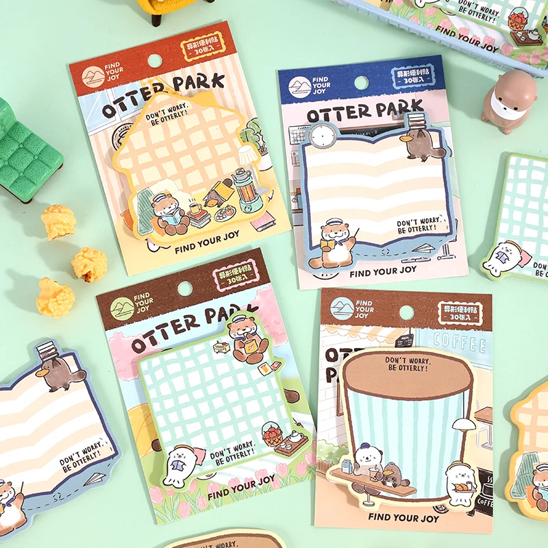 

30 Pcs/book Creative Korean Stationery Cute Otter Multi functional Message Notes DIY Diary Album Scrapbook Office Supplies