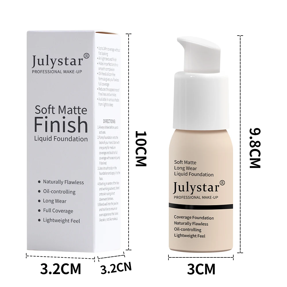 Julystar 10 Color Liquid Foundation Concealer Invisible Pores Fade Dark Circles Under The Eyes Women Face Makeup