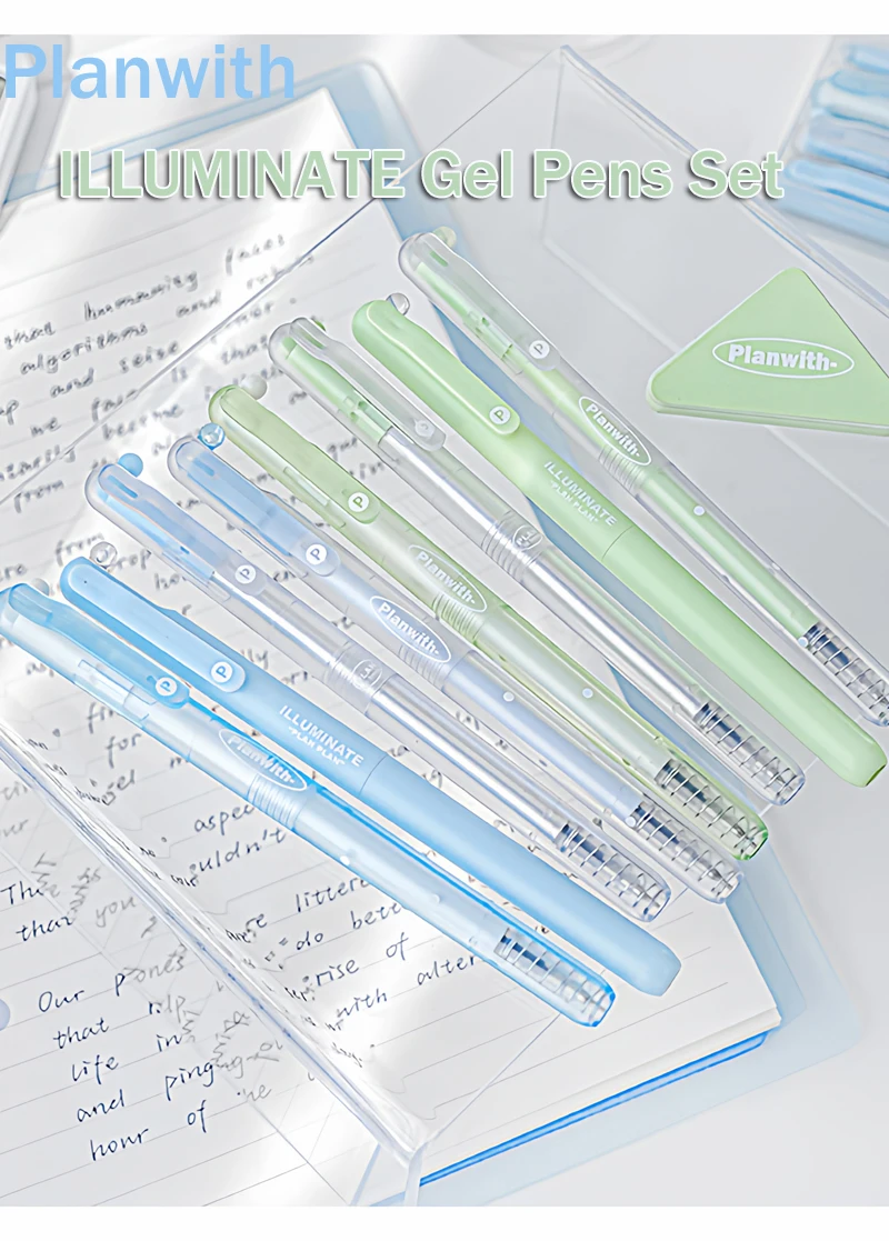 

Planwith Ins Style Clear Gel Pens Set,0.5mm Black Precision Tip Smooth writing&Ergonomic Grip Perfect For Take Notes,Journaling