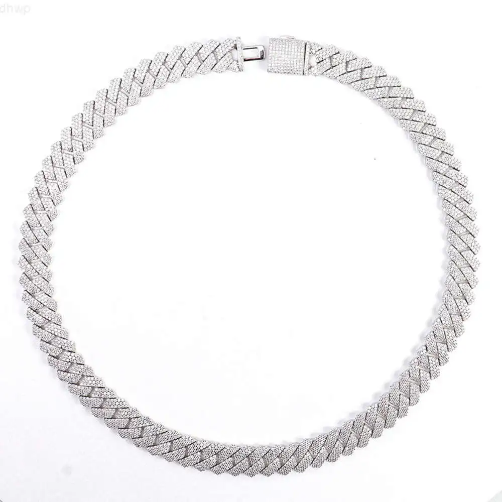 10mm 18/20/22inches Silver Hip Hop Mens Jewelry Choker Necklace Jewelry Gold Plated Cuban Link Chains Rope Moissanite Chain