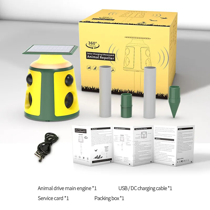 Ultrasone Dierlijke Repeller 360 ° Inductie & Led Vlamlicht Kattenafstotend Buiten Waterdicht Afstoten Katten Honden Herten Wilde Zwijnen Vos