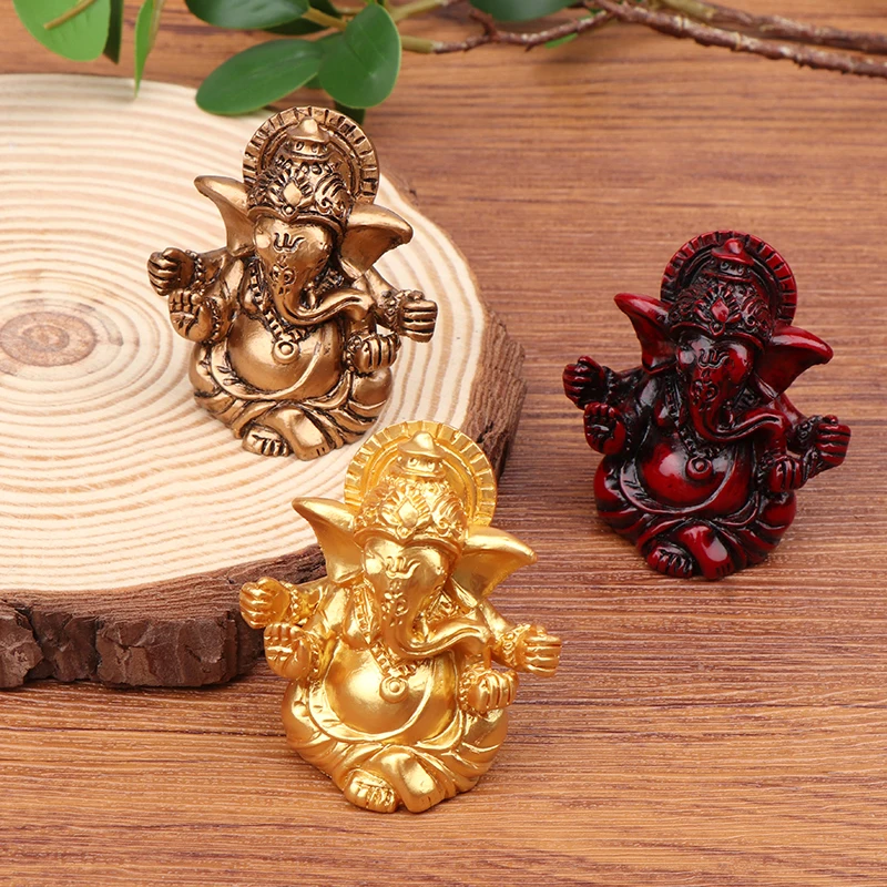 Gold Lord Ganesha Buddha Statue Elephant God Sculptures Ganesh Figurines Handmade Resin Artifacts Home Garden Decoration