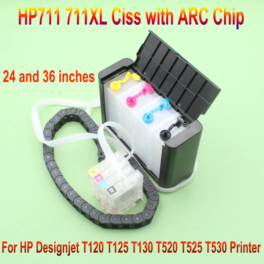 1 Set 24/36 inch For HP711 CISS Hose Chain System For HP 711 Bulk Ink Cartridge Designjet T120 T125 T130 T520 T530 T525 Printers