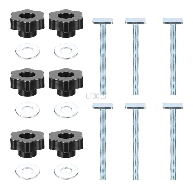 

T-shaped Screw Plum Blossom Handle Nut Woodworking T-groove DIY Accessory Knob, Handle Carbon Steel Material Wear-resistant