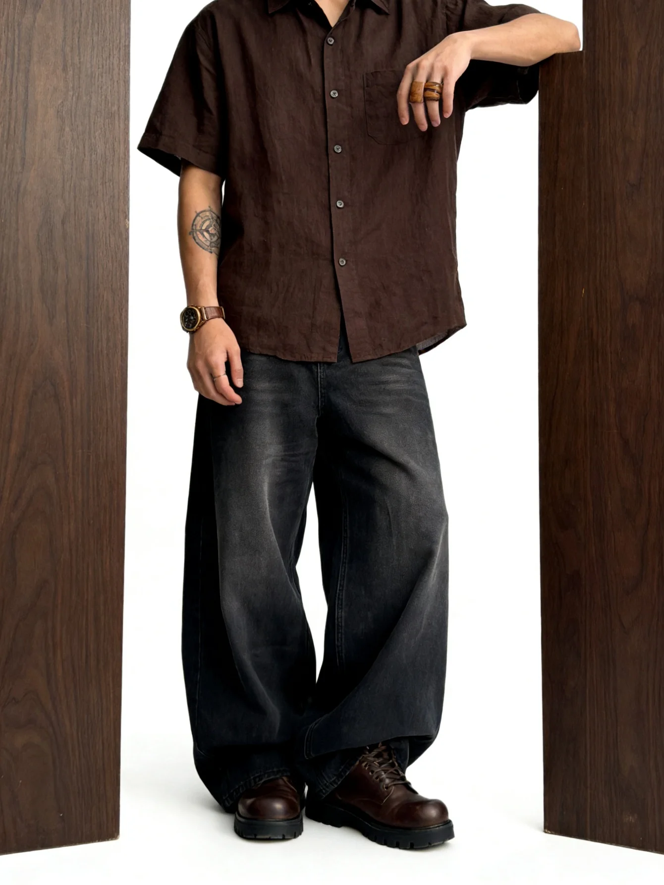 

Модные мужские широкие джинсы Y2K, свободные брюки, универсальные, на все сезоны, без аксессуаров